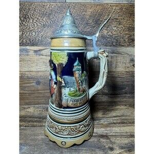 Lador Movement Switzerland Vintage Beer Stein Music Box Play Wanderer 2099 WORKS